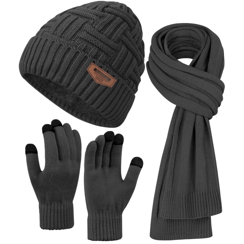5644 Winter Hats Scarf with Touchscreen Gloves Warm Long Scaves and Skull